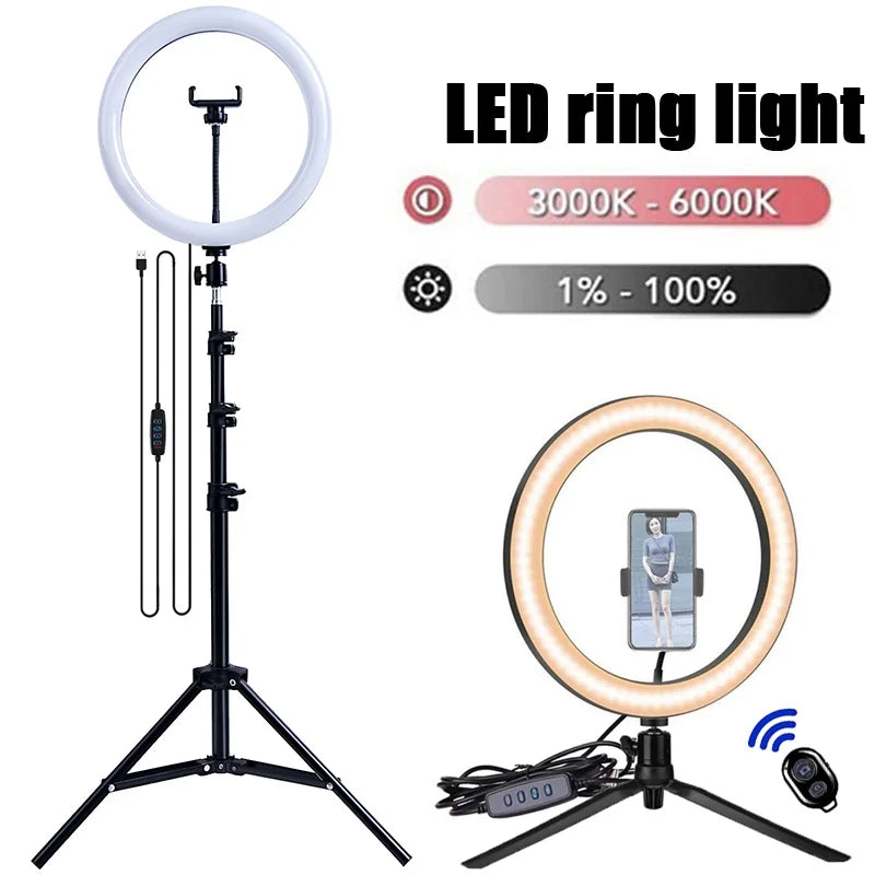 Anneau LED Pro avec Trépied & Télécommande – Éclairage Parfait pour Selfie, TikTok & Streaming