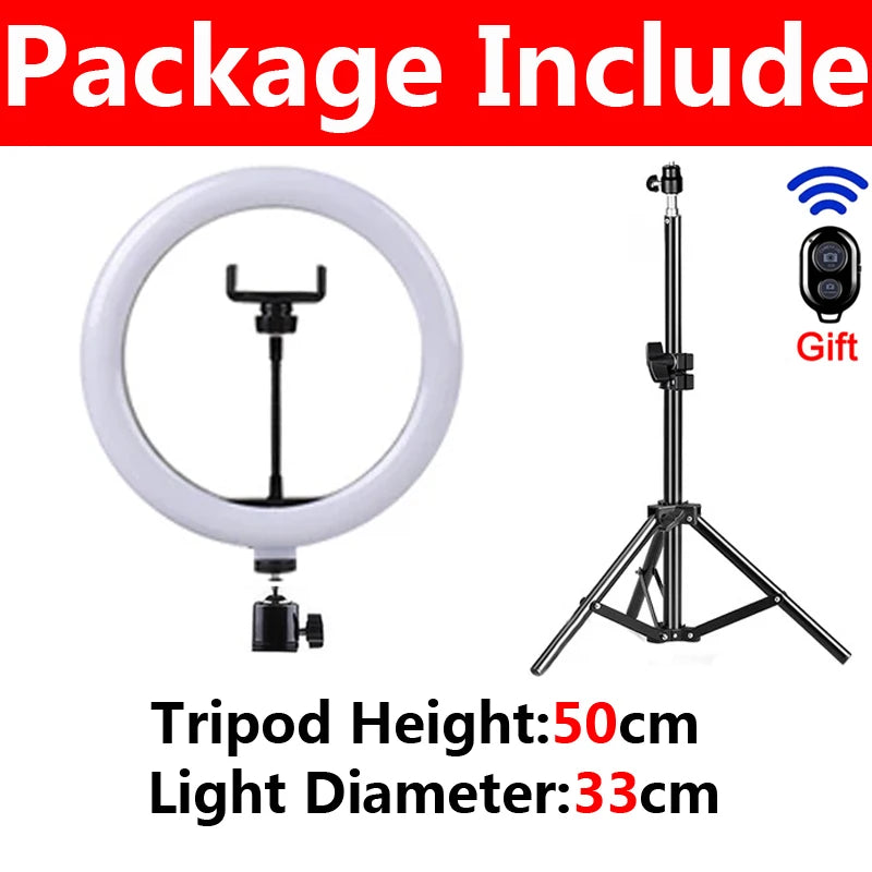 Anneau LED Pro avec Trépied & Télécommande – Éclairage Parfait pour Selfie, TikTok & Streaming