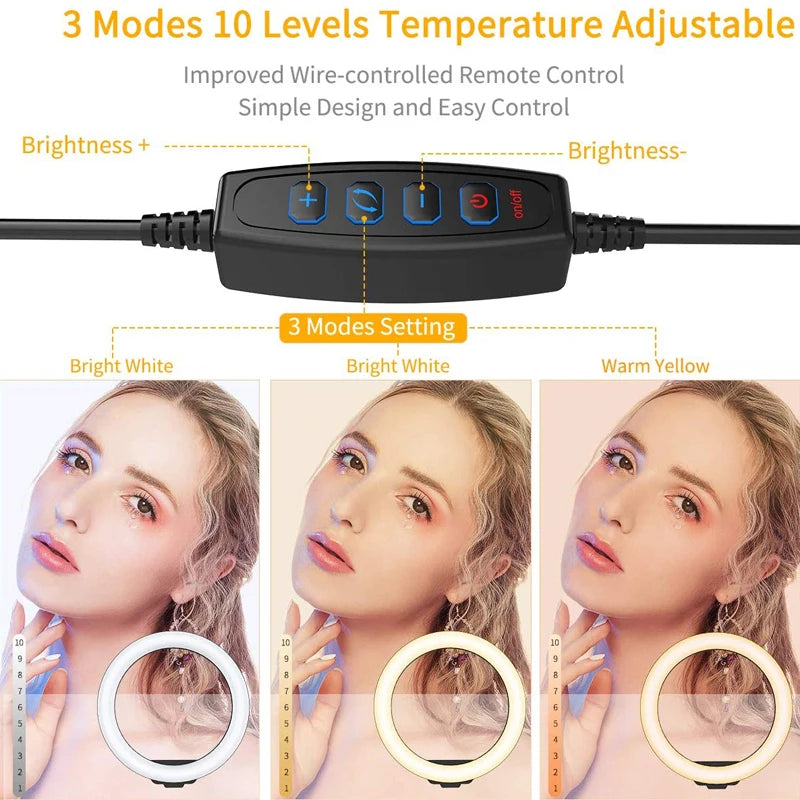 Anneau LED Pro avec Trépied & Télécommande – Éclairage Parfait pour Selfie, TikTok & Streaming